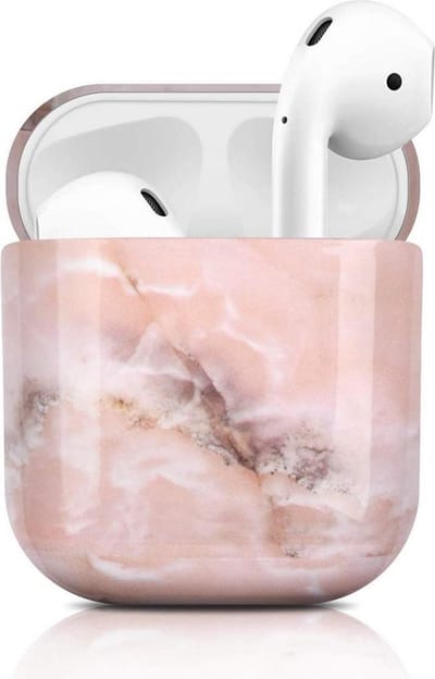 Studio Air® Airpods 2 Hoesje Marmer - Stevige Airpods Case ook geschikt als Airpods 1 Hoesje - Roze