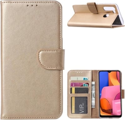 LuxeBass Hoesje geschikt voor Samsung Galaxy M11 - Bookcase Goud - portemonnee hoesje - telefoonhoes - gsm hoes - telefoonhoesjes