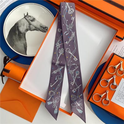 100% Zijde Hoge Kwaliteit Luxe Merk Sjaal Dames Hoofdband Haarband Foulard Strik Lint Neckerchief Dunne Sjaals Accessoires 5x85cm gray