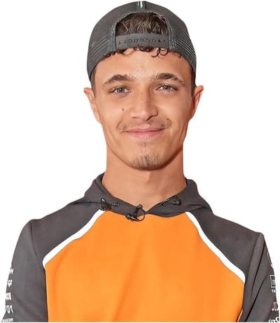 Lando Norris Buddy - Kartonnen figuur Halve lichaamsuitsparing - Feestdecoratie - Verstelbare veerpoot - 90 cm - Oranje