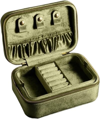 Juwelendoos - Opbergkoffer - Sieraden Opbergen - Dubbellaags Ontwerp - 15.5x10.5x7 cm - Groen