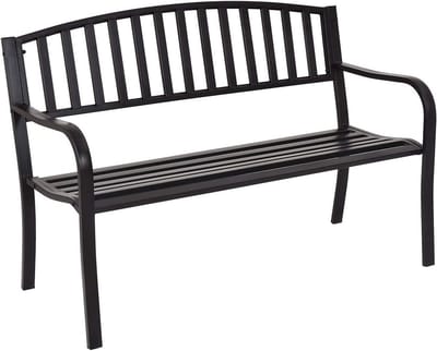 Tuinbank voor 2-3 Personen van Metaal - Antiek Zwart, Ergonomisch, Voor Buiten