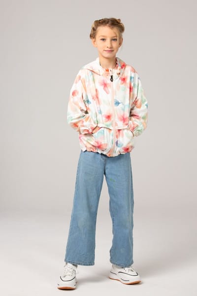 Ducksday - Jas - Windstopper - Waterafstotend - Unisex - Bliss - bloemen - herfst - Back to school - 122/128 - 8 jaar