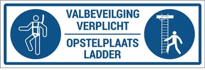 Valbeveiliging verplicht opstelplaats ladder sticker | 21 x 7 cm