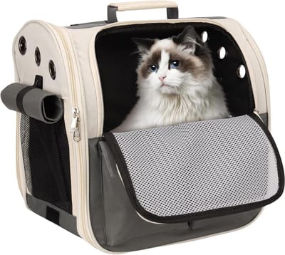 Pet carrier voor huisdieren - Draagtas hond en reismand kat - Ademend en met voorzijde opening - Geschikt voor kat of kleine hond - Ideaal voor onderweg.