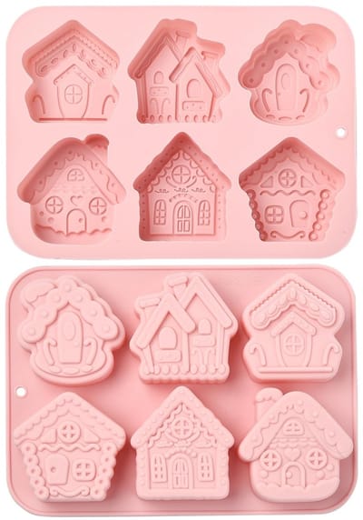 Dailygoods- Siliconen Mallen 2 Stuks - Huisvorm - Flexibel - Voor Chocolade/Snoep/Koekjes - Afmetingen 23,1x16,7x2,8 cm - Ideaal voor Creatieve Projecten - Bakvorm