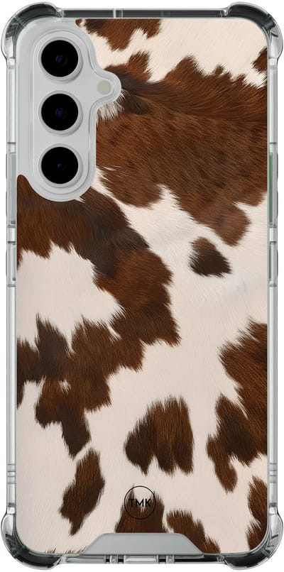 Shockproof hoesje geschikt voor Samsung Galaxy A54 - Cow vibe - Schokbestendig - Verhoogde randen - TPU case - Extra Sterke Back Cover - Print - Transparant, Bruin