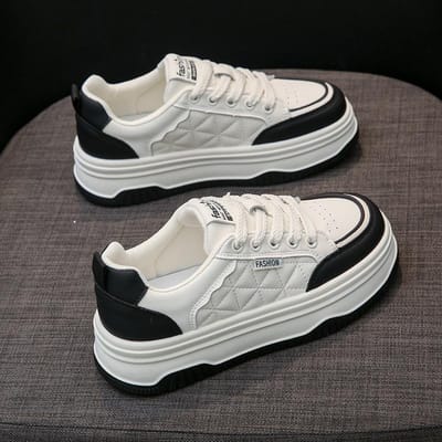 Leren Platform Witte Schoenen Damesschoenen Lente en Zomer Nieuw Veelzijdig Verhogende Board Schoenen Casual Sportschoenen Dames 40 gray