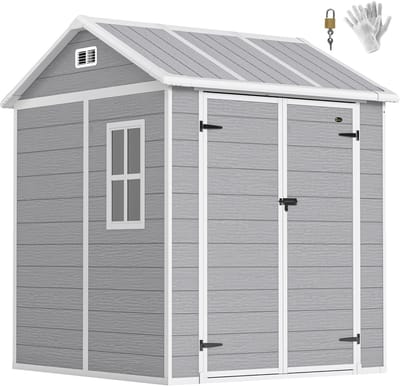 Outsunny Tuinopslagschuur Kunststof, Aluminium 181L x 181B x 220H cm Grijs