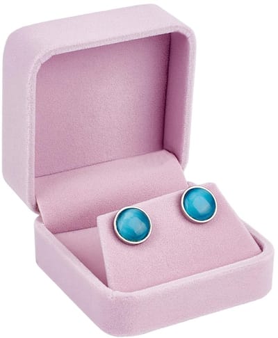 Dailygoods - Roze Fluwelen Geschenkdoos voor Oorbellen - Premium Sieradenkistje Ideaal voor het opbergen van halskettingen, hangers en oorbellen. Klein etui voor het presenteren van oorstekers, perfect