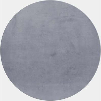 Pouffy Fluffy - Hoogpolig Rond Vloerkleed - Uni Kleur - Grijs - Woonkamer Tapijt - Katoenen Rug- 160 CM Ø