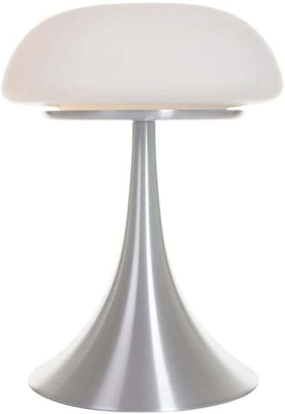 Tafellamp Ancilla 5557ST moderne stalen lamp met wit glas, hoogte 39 cm en diameter 30 cm, Steinhauer