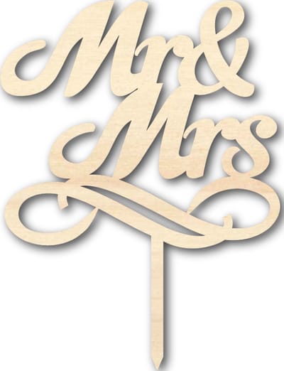 Houten caketopper / taarttopper - Mr & Mrs 5 - Taart / Cake topper op bestelling gemaakt