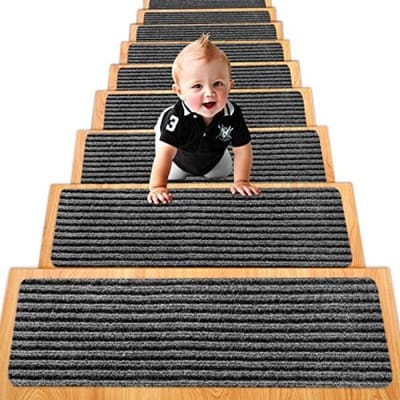 PromoHome Trapmatten Set - 15 Stuks Zelfklevende Antislip Traptreden 20 x 76 cm