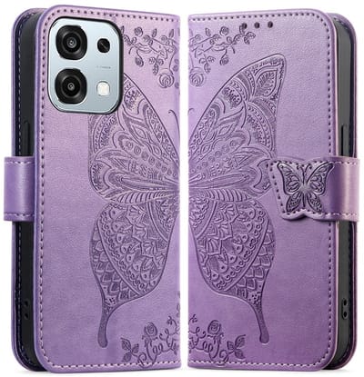Coverup Hoesje - Geschikt voor OPPO A6 Pro 5G Hoesje - Coverup Vlinder Book Case - Paars