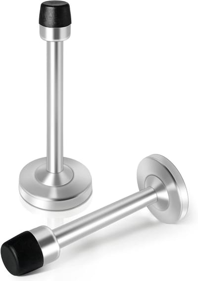 Famanu – Lange wanddeurstopper set 2 stuks – 6 inch – extra lange rubber tip – geborsteld nikkel – m