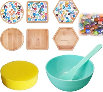 Tegel Mozaïek Kit - DIY Mozaïek Coaster Set - 3 Stuks - 150g Mix Kleuren Mozaïek Stenen - Inclusief Base, Gereedschap en Sponge