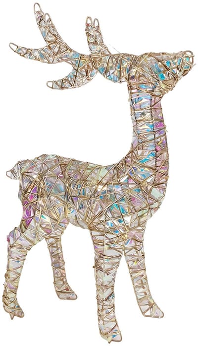 Clayre & Eef Kerstdecoratie met LED-verlichting Hert 34x13x53 cm / 3xAA Goudkleurig Metaal