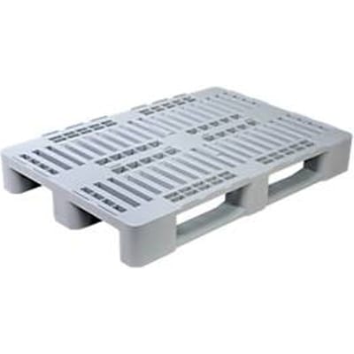 Hygiënepallet FP-H1, max. belasting 5000/1250 kg, 3 sledes, gesloten boven- en benedendek, L 1200 x B 800 x H 160 mm, gerecycled HDPE, lichtgrijs, 3 stuks