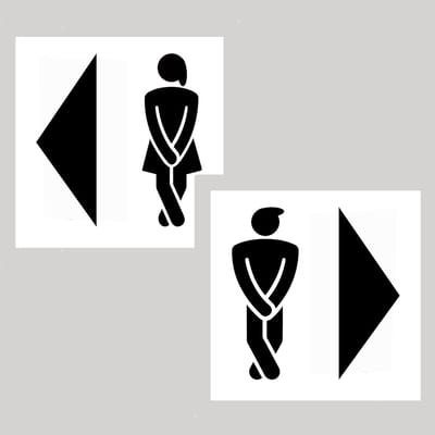 Toilet WC-bordjes – Set deurbordjes dames heren – met pijl – pictogrambord – zelfklevend – 10 × 10 cm – 3D-geprint – zwart/wit