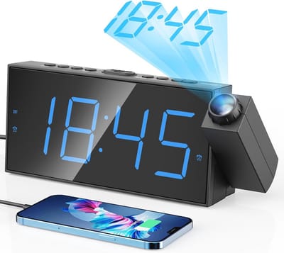 Digitale Projectiewekker met Dimbare Display en Dubbel Alarm - USB Oplaadfunctie en Snooze