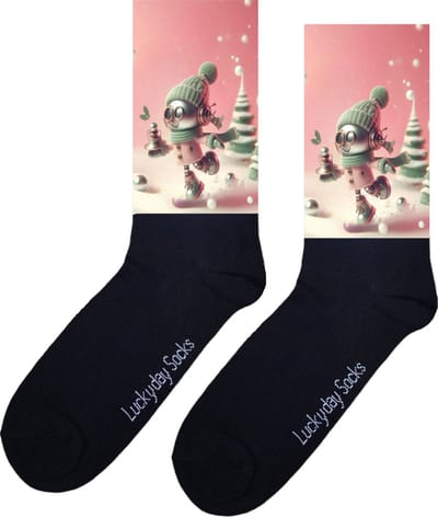 Sneeuwpop - Verjaardag cadeau - Grappige sokken - Print sokken - Leuke sokken voor heren en dames - Moederdag - Vaderdag - Cadeau voor hem en haar - Kerstcadeau - Vrolijke sokken - Robot - Valentijns cadeau - Sokken waar je vrolijk van wordt - 37-44