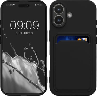 kwmobile telefoonhoesje geschikt voor iPhone 17 - Hoesje met pasjeshouder - TPU case in zwart