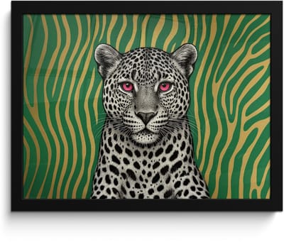 Poster in lijst - Fotolijst 40x30 cm - Posters - Panter - Zebrapatroon - Groen - Posterlijst zwart - Decoratie - Wanddecoratie woonkamer - Muurdecoratie slaapkamer