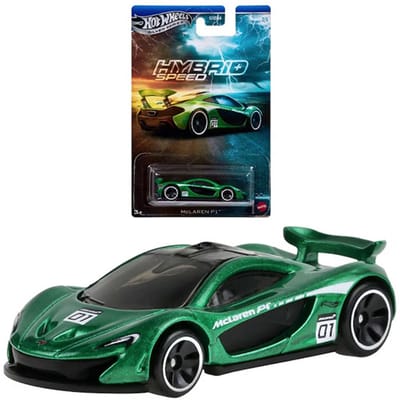 HOT WHEELS SILVER SERIES McLAREN P1 METALIC RACING GREEN 1:64 HYBRID+ SPEED 3/5 LONG CARD