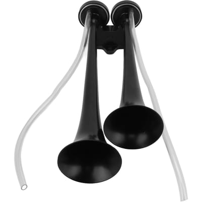 Klaxon à air puissant à double trompette 130 dB avec compresseur pour camions, voiturettes de golf, yachts, chariots miniers black