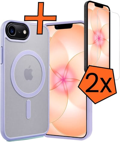Hoes - Met 2x Screenprotector - Geschikt voor Apple iPhone 17e - Magsafe Compatible - Sterk & Shockproof - Back Cover - Shock Proof Case - Telefoon Hoes - Lila