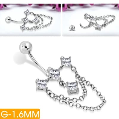 Aramat Jewels | Navelpiercings | Prachtige Zirkonia Navelpiercing zilverkleurig | | | |13mm | Staal | Volwassenen | Verkleurd niet
