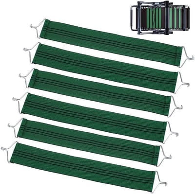 6 Stuks Verstevigde Gravity Stoelriemen, 38x5.5cm Anti-Kraak Riemen met IJzeren Haken voor Zonligbed Vervanging en Ondersteuning