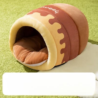 Nid pour chat toutes saisons Nid sûr pour chat Chaud en hiver Lit pour chat semi-fermé pour dormir en hiver S  35*32*25cm