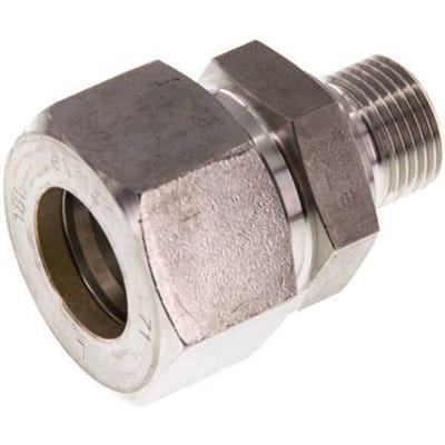 G 3/8'' Buitendraad x 18L RVS Rechte Knelfitting 315 Bar DIN 2353 - FL2S-MO-ST-038G-18-L