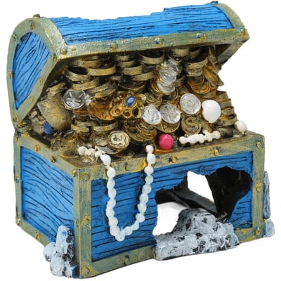 Aquarium Schatkist Ornament Hars Schatkist Doos Schuilplaats voor Aquarium Landschap Decoratie Ornament Blauw black