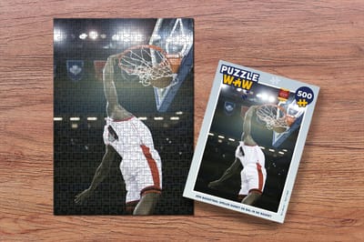 Puzzel Een Basketbal speler dunkt de bal in de basket - Legpuzzel - Puzzel 500 stukjes