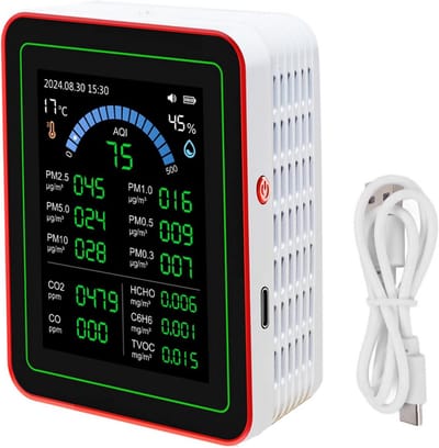 Fijnstofmeter - Luchtkwaliteitsmeter Voor Binnen - Co2 Meter - Monitor