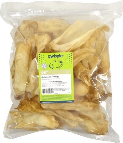 Qwisple Geitenoren - Hondensnacks Natuurlijk Gedroogd - 1000 gr