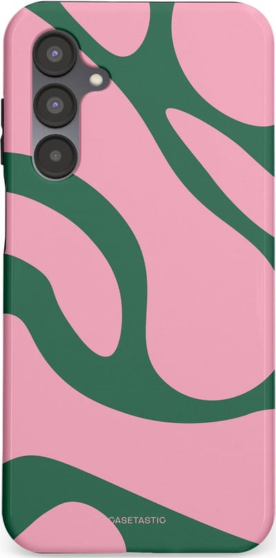 Casetastic hoesje geschikt voor Samsung Galaxy A16 - Dubbellaagse bescherming - Groen Roze Dansende Vormen - Fashion Case - Lichtroze Donkergroen