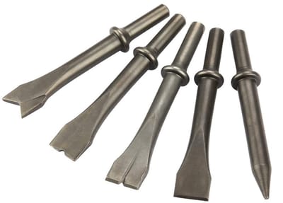 Dailygoods- Luchthamerbeitelset 5-delig - Pneumatische Hamerbitset - Omium-molybdeenstaal - Schachtdiameter 10 mm - Lengte 125 mm - Gewicht 474 g - Beitelset