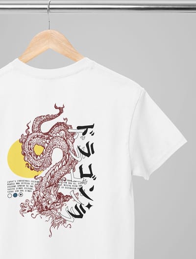 Shirt - Chinese dragon - Wurban Wear | Grappig shirt | Merk kleding | Unisex tshirt | Techno outfit | Gym shirt | Merk t shirt | Streetwear | Draak | Casual chique | Zwart & Wit