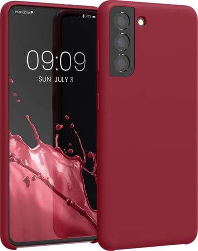 kwmobile telefoonhoesje geschikt voor Samsung Galaxy S21 - Hoesje met siliconen coating - Smartphone case in rabarber rood