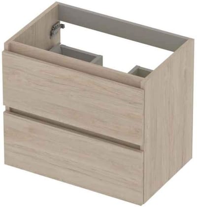 INK - Onderkast 2 Laden Greeploos met Houten Keerlijst - 600x400x520 Mm - Ivoor Eiken