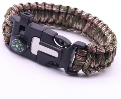 Go Go Gadget - Survival Armband - Comfortabel & Flexibel - met kompas - 2 stuks - Camo groen