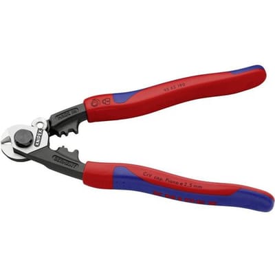 Knipex 95 62 190 Draadkabelschaar Geschikt voor (striptechniek) Aluminium- en koperkabel, een- en meerdraads, Middelharde draadkabel 7 mm 10 mm² 7