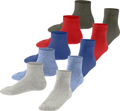 Esprit Solid-Mix 5-Pack kort eenkleurig katoen multipack sneakersokken enkelsokken kinderen veelkleurig - maat 23-26