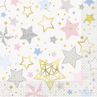 UNIQUE - 16 papieren servetten 'Twinkle Twinkle Little Star' 33 x 33 cm met kleine sterretjes