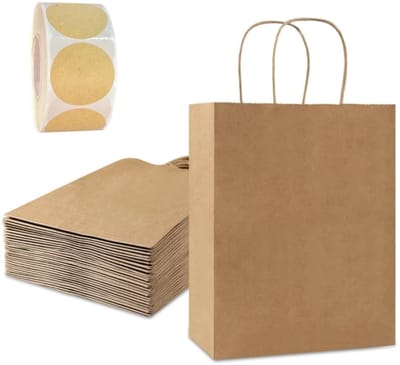 Dailygoods- Papieren Zakken 40 Stuks - Bruine Geschenktassen - Papieren Draagtassen - Papieren Zakken met Handvat - Feestzakken - 15 x 8 x 21 cm - 130 g/m² - Geschenkzakjes