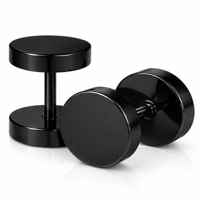 LGT Jewels Stud oorbellen zwart 8mm